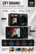 دوربین دیجیتال با دو صفحه نمایش 5K | 80 مگاپیکسل | زوم 18X | همراه با کارت حافظه 32GB