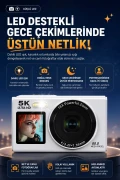 دوربین دیجیتال 5K Ultra HD با دو صفحه نمایش، دوربین 80MP با زوم دیجیتال 18X و فوکوس خودکار، مناسب برای ویدیو بلاگ و سلفی، پشتیبانی از WiFi