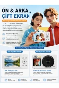 دوربین دیجیتال 5K Ultra HD با دو صفحه نمایش، دوربین 80MP با زوم دیجیتال 18X و فوکوس خودکار، مناسب برای ویدیو بلاگ و سلفی، پشتیبانی از WiFi