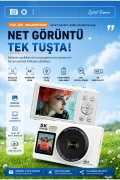 دوربین دیجیتال 5K Ultra HD با دو صفحه نمایش، دوربین 80MP با زوم دیجیتال 18X و فوکوس خودکار، مناسب برای ویدیو بلاگ و سلفی، پشتیبانی از WiFi