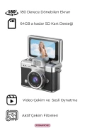 دوربین مینی با صفحه نمایش چرخان و فلاش برای سلفی و ویدیو بلاگ - کلیددار 1080P+48MP
