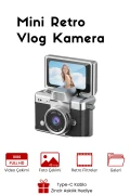 دوربین مینی با صفحه نمایش چرخان و فلاش برای سلفی و ویدیو بلاگ - کلیددار 1080P+48MP