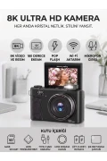 دوربین ویدئویی دیجیتال رترو 8K با 88 مگاپیکسل و زوم 18 برابر و فلاش (هدیه کارت 64 گیگابایتی) برای ویدیو بلاگ