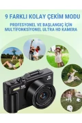دوربین دیجیتال W1 5K UHD با زوم 18X و فلش و کارت SD 64 گیگابایتی و صفحه نمایش 3 اینچی با قابلیت چرخش 180 درجه برای سفر و ویدئو بلاگ