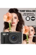 دوربین دیجیتال W1 5K UHD با زوم 18X و فلش و کارت SD 64 گیگابایتی و صفحه نمایش 3 اینچی با قابلیت چرخش 180 درجه برای سفر و ویدئو بلاگ