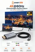 کابل Type-C به HDMI 2 متر، 8K 60Hz، 4K 120Hz | مبدل USB-C به HDTV با سرعت بالا