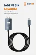کابل Type-C به HDMI 2 متر، 8K 60Hz، 4K 120Hz | مبدل USB-C به HDTV با سرعت بالا