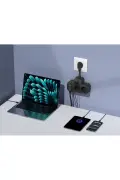 پریز 3 سوکت سیاه PRZ07 با 1 پورت USB و 2 پورت Type-C PD20W و 1050 ژول محافظت شده با کابل تمام مس