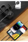 پریز 3 سوکت سیاه PRZ07 با 1 پورت USB و 2 پورت Type-C PD20W و 1050 ژول محافظت شده با کابل تمام مس