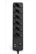 پریز چندگانه 6 تایی با کلید جداگانه و محافظ جریان 3680W 16A با 2 پورت USB و 2 پورت Type-C و کابل 2 متری