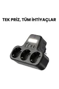 پریز چندگانه دیواری با محافظ جریان ۳ تایی | دارای ۲ ورودی USB-A و ۲ ورودی Type-C | پریز هوشمند با چراغ شب LED