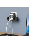 پریز چندگانه دیواری با محافظ جریان ۳ تایی | دارای ۲ ورودی USB-A و ۲ ورودی Type-C | پریز هوشمند با چراغ شب LED
