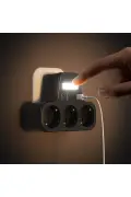 پریز چندگانه دیواری با محافظ جریان ۳ تایی | دارای ۲ ورودی USB-A و ۲ ورودی Type-C | پریز هوشمند با چراغ شب LED