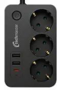 پریز مربع 3 تایی با 2 پورت USB و Type-C و محافظ کودک 2 متری