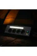 پریز ۴ تایی با محافظت از جریان | ۲ خروجی USB-C + ۲ خروجی USB-A | ایستگاه شارژ با نور LED | کابل ۲ متری