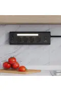 پریز ۴ تایی با محافظت از جریان | ۲ خروجی USB-C + ۲ خروجی USB-A | ایستگاه شارژ با نور LED | کابل ۲ متری