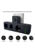 پریز سه‌گانه با محافظ حرارتی و 3 پورت USB و 1 پورت Type-C با ورودی 20 وات PD