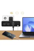 پریز سه‌گانه با محافظ حرارتی و 3 پورت USB و 1 پورت Type-C با ورودی 20 وات PD