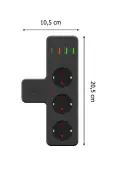 پریز چندگانه با محافظ جریان حرارتی و خروجی سریع USB Type-C