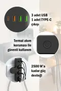 پریز چندگانه با محافظ جریان حرارتی و خروجی سریع USB Type-C