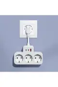 پریز 3 سوکت سفید 15mm با 1 USB و 2 Type-C PD20W و 1050 ژول با کابل تمام مس و محافظت از جریان