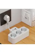 پریز 3 سوکت سفید 15mm با 1 USB و 2 Type-C PD20W و 1050 ژول با کابل تمام مس و محافظت از جریان