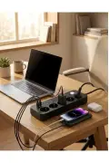 پریز 5 تایی با کابل 2 متری و ورودی 3x USB و 2x Type-C با محافظ حرارتی برای کودکان 2500W