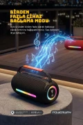 بیت باکس سیاه با نور LED، بمب صوتی مقاوم، اسپیکر بلوتوثی با USB، SD، AUX و رادیو FM