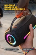 بیت باکس سیاه با نور LED، بمب صوتی مقاوم، اسپیکر بلوتوثی با USB، SD، AUX و رادیو FM