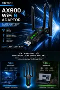 آداپتور USB AX900 WiFi 6 بلوتوث 5.4 با 4 آنتن دو بانده 2.4 GHz و 5 GHz USB 3.0