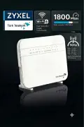 مودم Wi-Fi 6 با سرعت 1800 Mbps مدل Zyxel Premium VDSL2 دو بانده 5Ghz AX1800 DX3300-T1 Ttnet با تنظیم خودکار