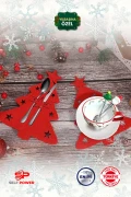 ست چنگال و چاقوی نمدی طرح درخت کریسمس - دکوراسیون مهمانی و دکور میز