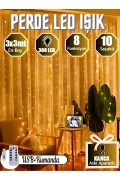 چراغ خواب USB با 300 لامپ LED و 10 آویز برای تزئین درخت کریسمس - 8 عملکرده و کنترل از راه دور