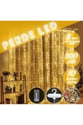 چراغ خواب USB با 300 لامپ LED و 10 آویز برای تزئین درخت کریسمس - 8 عملکرده و کنترل از راه دور