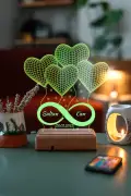 چراغ ال ای دی 16 رنگ با طراحی 3 بعدی و کنترل از راه دور با 4 قلب و نماد بی‌نهایت برای هدیه به عزیزان