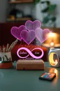 چراغ ال ای دی 16 رنگ با طراحی 3 بعدی و کنترل از راه دور با 4 قلب و نماد بی‌نهایت برای هدیه به عزیزان