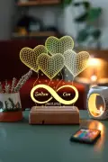 چراغ ال ای دی 16 رنگ با طراحی 3 بعدی و کنترل از راه دور با 4 قلب و نماد بی‌نهایت برای هدیه به عزیزان