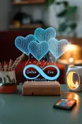 چراغ ال ای دی 16 رنگ با طراحی 3 بعدی و کنترل از راه دور با 4 قلب و نماد بی‌نهایت برای هدیه به عزیزان