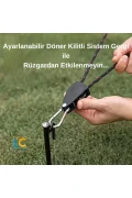 چادر کمپ، سایبان جانبی، طناب پوشش و گیره - سیستم قفل چرخشی قابل تنظیم - 2 عدد