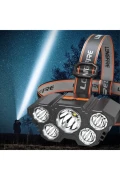 چراغ قوه سر 150 وات فوق‌العاده قوی با 5 LED برای شکار و ماهیگیری و کمپ