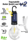 لامپ LED قابل حمل خورشیدی با شارژ USB برای کمپینگ و باغ 10 وات با قابلیت آویز و نور LED نشکن