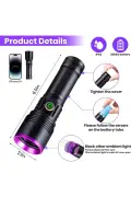 چراغ قوه UV قوی 20W با طول موج 365nm برای تشخیص ادرار حیوانات خانگی و کنترل اسکناس