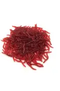 خوراک ماهی سیلیکونی کرم 100 عددی – سایز کوچک 3.5 سانتی‌متر، قرمز، ساختار انعطاف‌پذیر