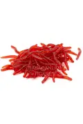 خوراک ماهی سیلیکونی کرم 100 عددی – سایز کوچک 3.5 سانتی‌متر، قرمز، ساختار انعطاف‌پذیر
