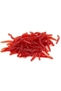 خوراک ماهی سیلیکونی کرم 100 عددی – سایز کوچک 3.5 سانتی‌متر، قرمز، ساختار انعطاف‌پذیر