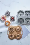 کیک پرو ۴ تایی قالب کیک دکمه‌ای طلایی