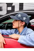 کلاه بیسبال قدیمی یاسی با دوخت ستاره‌ای unisex قابل تنظیم از جنس پنبه