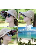 کلاه ورزشی زنانه با لبه عریض و محافظ آفتاب رنگ کرم تیره
