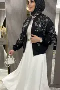 کت بمبئی با طرح گلدوزی - مشکی