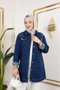 کت جین زنانه با گلدوزی مرواریدی